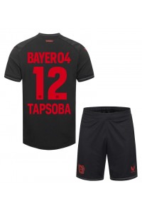 Bayer Leverkusen Edmond Tapsoba #12 Jalkapallovaatteet Lasten Kotipeliasu 2023-24 Lyhythihainen (+ Lyhyet housut)